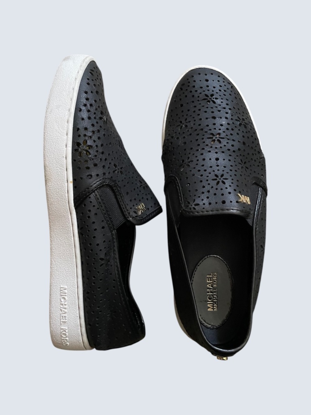 Michael Kors Kane Leather Cutout Perforated Sneakers Slip On
